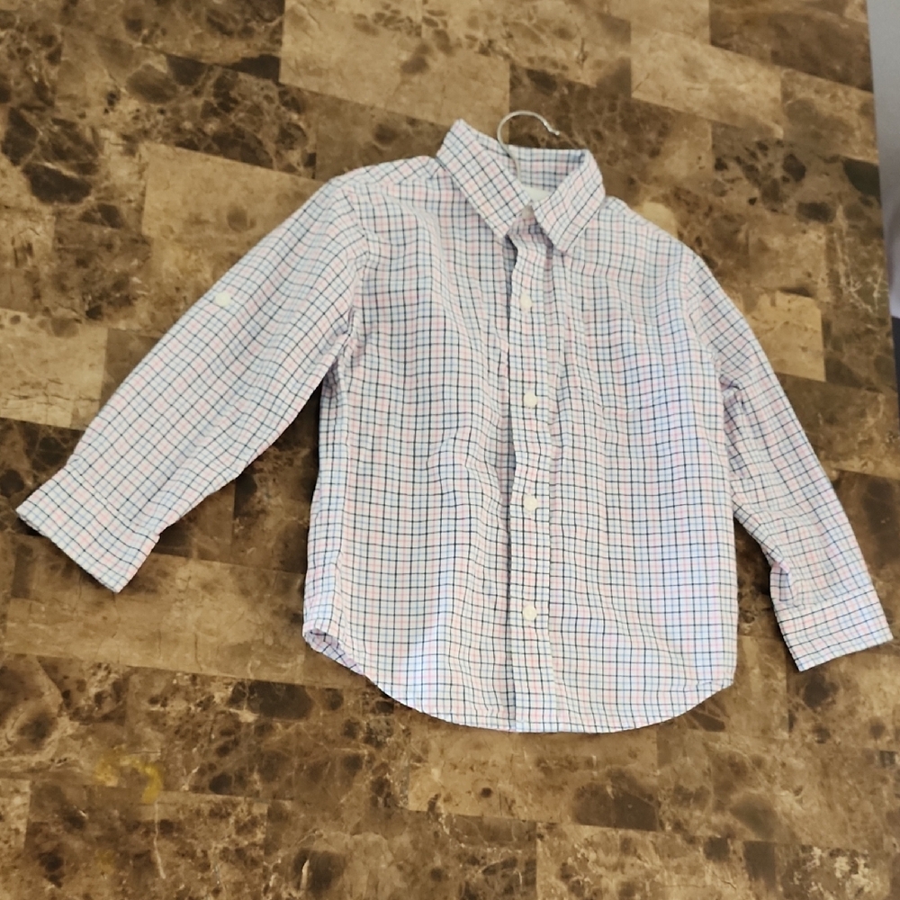 Janie and Jack Blue and White Checkered Button Down Shirt